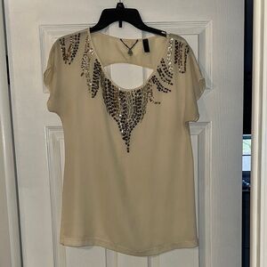 Elegant Beige Sequin Top
